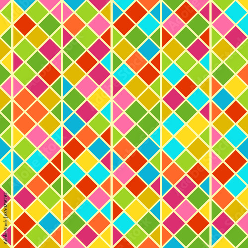 Harlequin vintage or argyle seamless pattern. Vector texture of rhombuses