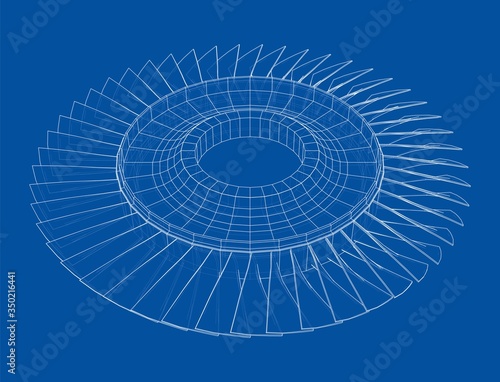 Turbine wheel concept outline. Vector