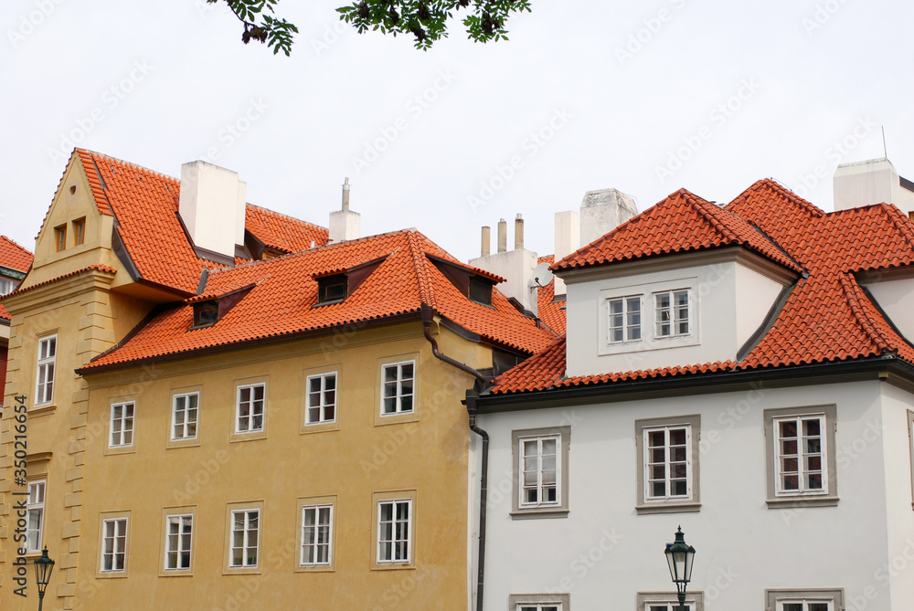 Some old fashion buildings in Prague city in the spring