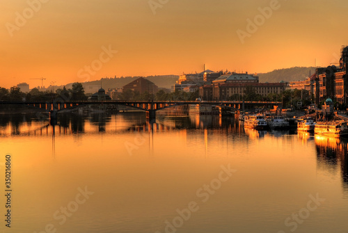 Early morning in Prague. Sunrise in Europe