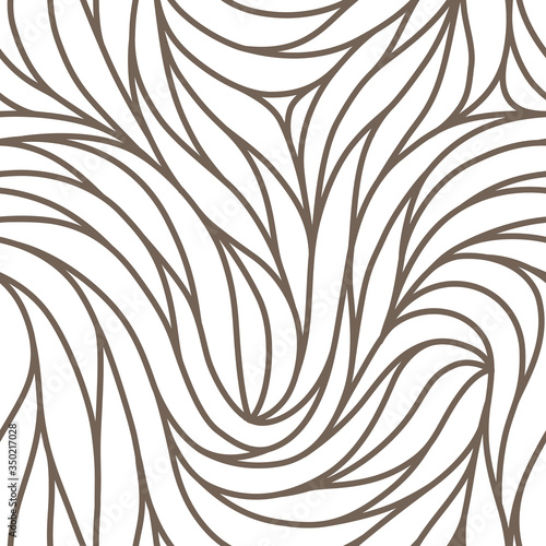 Elegant seamless floral pattern. Wavy vector abstract background. Stylish modern monochrome linear texture.