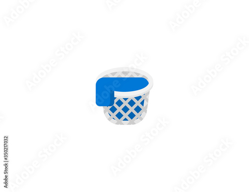Basket vector flat icon. Isolated dirty clothes basket, laundry emoji illustration 