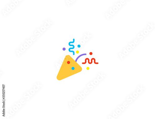 Party popper vector flat icon. Isolated confetti emoji illustration 