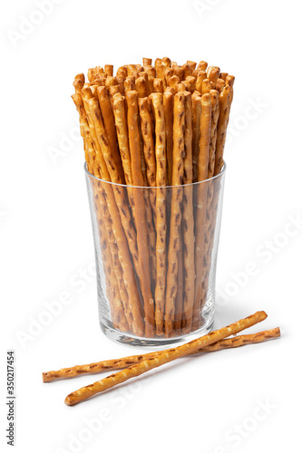 Fotografie Glass with salted Pretzel sticks