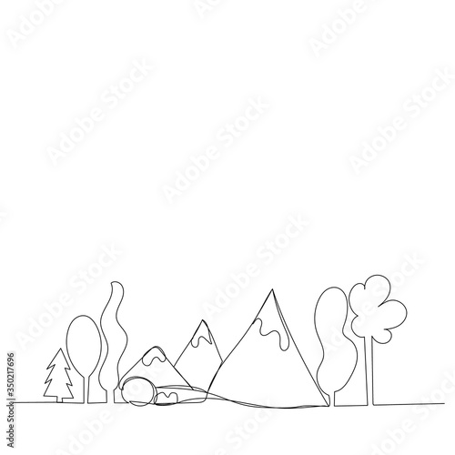landscape drawing in one continuous line