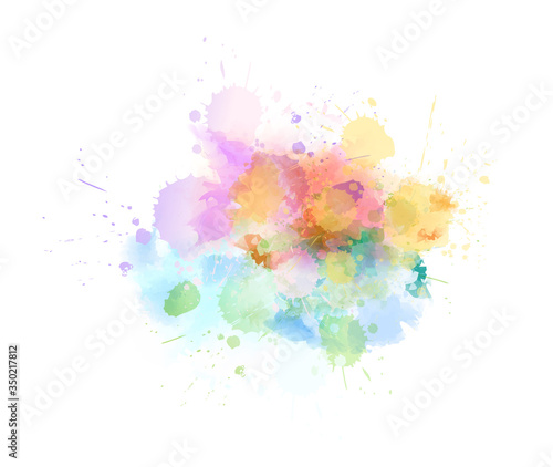 Pastel light watercolor paint splash. Template for your designs. Paint imitation blot.