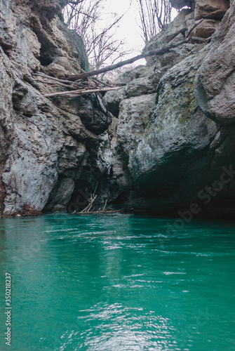 The valley of a mountain river, stone canyon. Adygea, Russia.