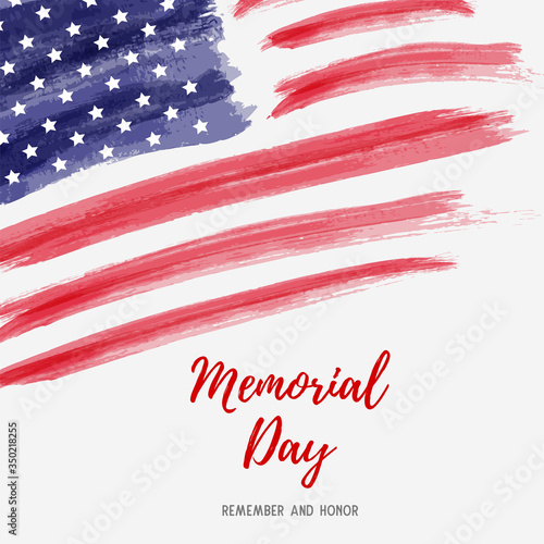 USA Memorial day background. Abstract grunge brushed flag of United States of America with text.
