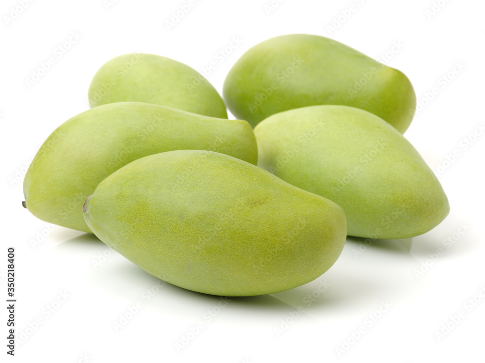 Green mango isolated on a white background