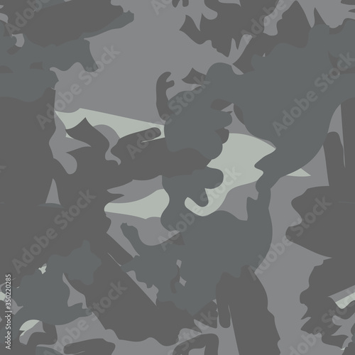 Urban camouflage of various shades of grey and green colors