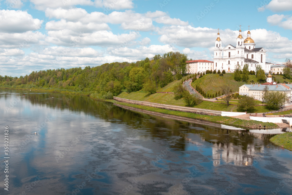 Vitebsk,Belarus - 14 May, 2020: Holy Assumption Cathedral of the Assumption on the hill and the Holy Spirit convent