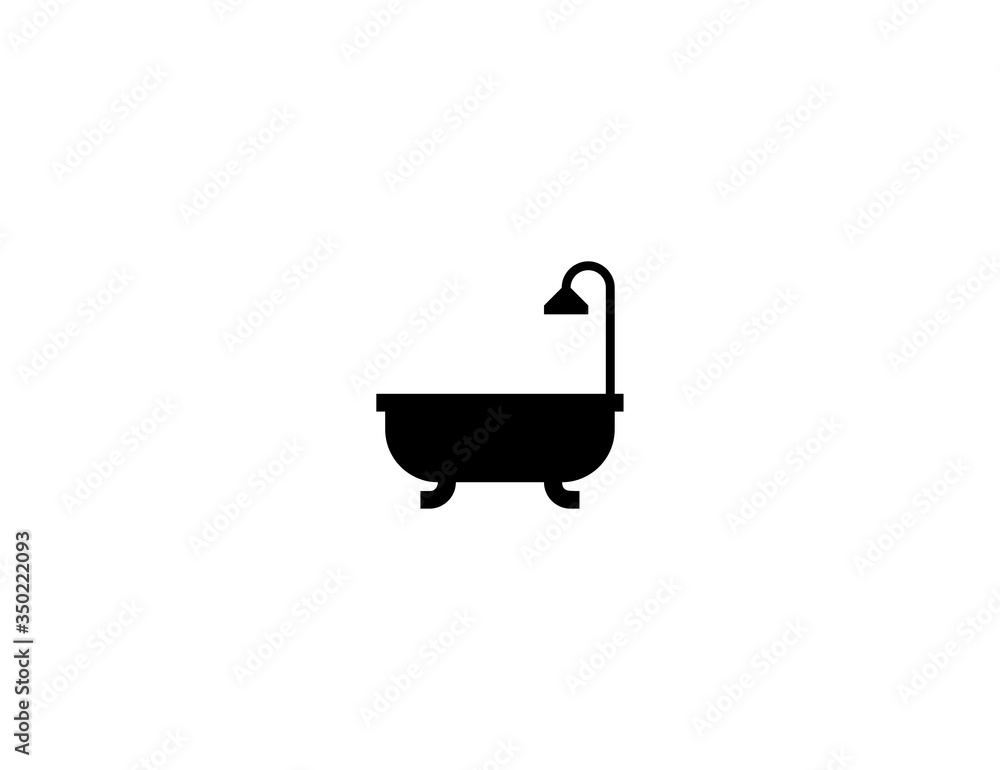 Bathtub vector flat icon. Isolated bathroom, shower tap emoji illustration Bathtub vector flat icon. Isolated bathroom, shower tap emoji illustration