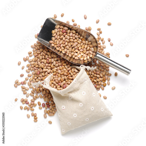 roman bean on white background photo