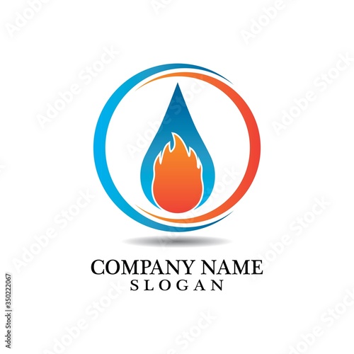 Water and Fire logo combination. Oil and gas industry logo template. Business Logo Template Design, Emblem, Design concept, Creative Symbol, Icon