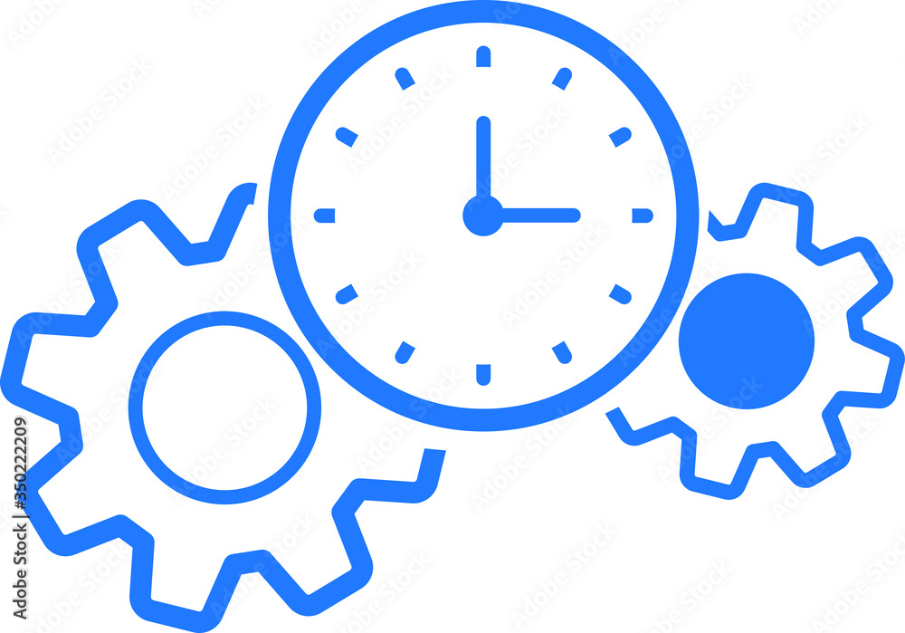 Project Management Icon. Business Concept. A Two man with Gears and Clock. vector illustration Project Management Icon. Business Concept. A Two man with Gears and Clock. vector illustration