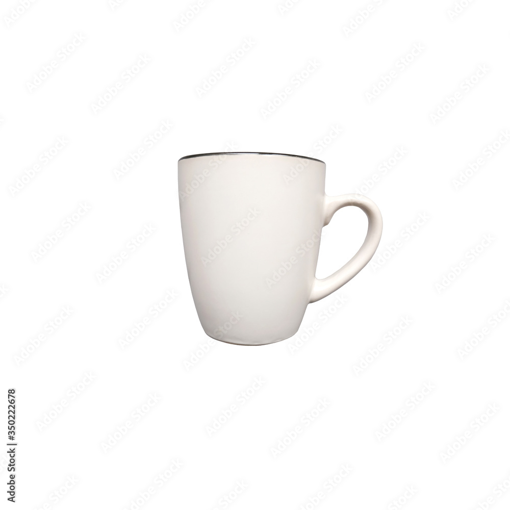 Minimalist image of ceramic cup on the white background isolated object, simple coffee mug concept for artwork display Minimalist image of ceramic cup on the white background isolated object, simple coffee mug concept for artwork display