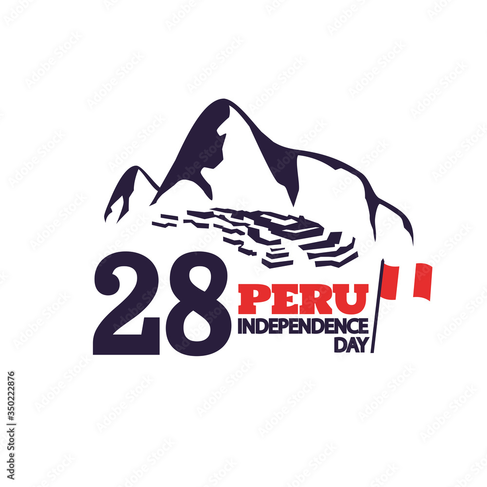 Vector Illustration of Peru Independence Day. Machu Picchu as a cultural symbol of Peru
 - obrazy, fototapety, plakaty 