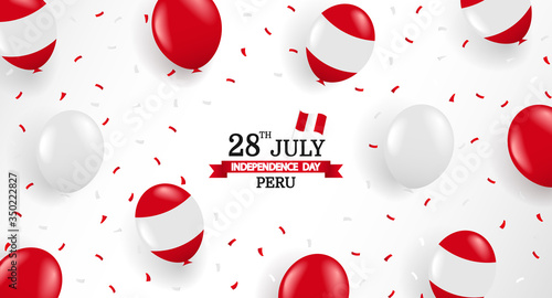 Vector Illustration of Peru Independence Day. Background with balloons and confetti.
