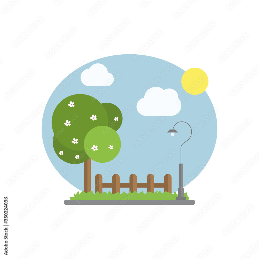 Spring. Time of the year. Flat style vector illustration.
Spring. Time of the year. Flat style vector illustration.