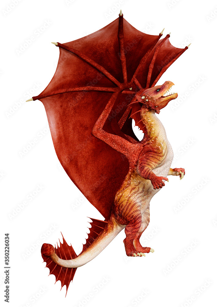 3D Rendering Fairy Tale Dragon on White 3D Rendering Fairy Tale Dragon on White