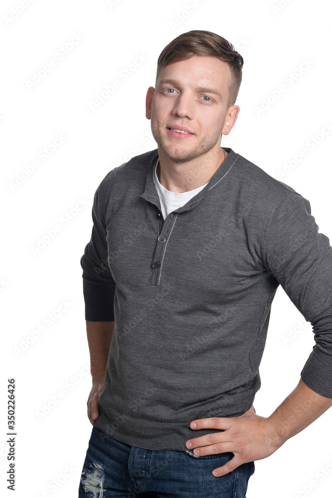 Fototapeta premium Handsome man posing isolated on white background