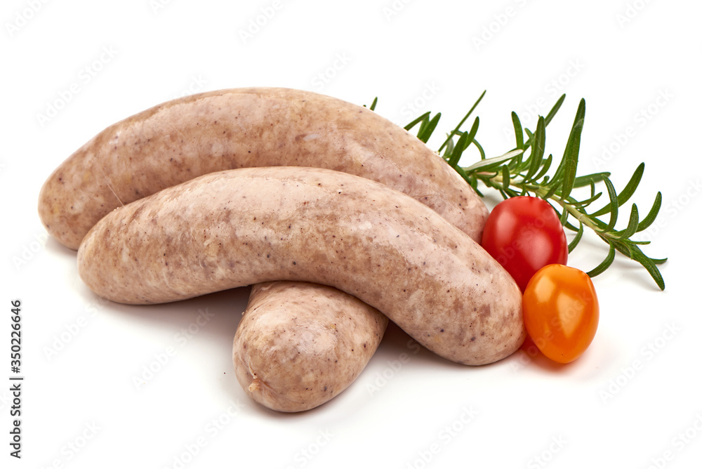 Raw sausages for grill, isolated on white background Raw sausages for grill, isolated on white background