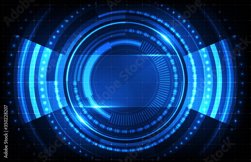 abstract background of sci fi hud ui with blue Printed Circuit Board