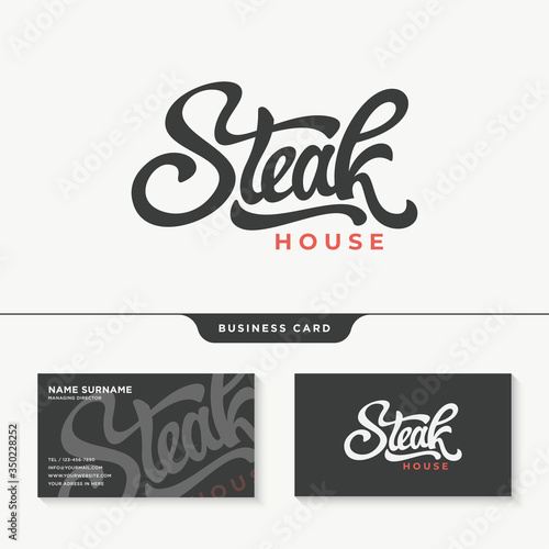 Steak House Typography Logo Design Template