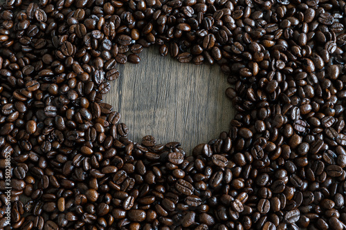 coffee beans use for background and space for text
