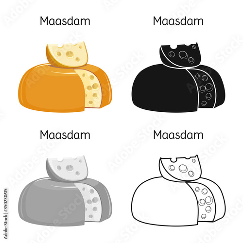 Vector design of cheese and maasdam icon. Web element of cheese and piece vector icon for stock.
