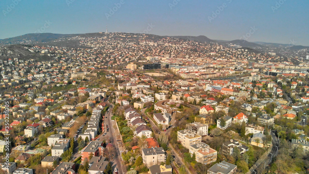 Aerial view of Budapest in spring season