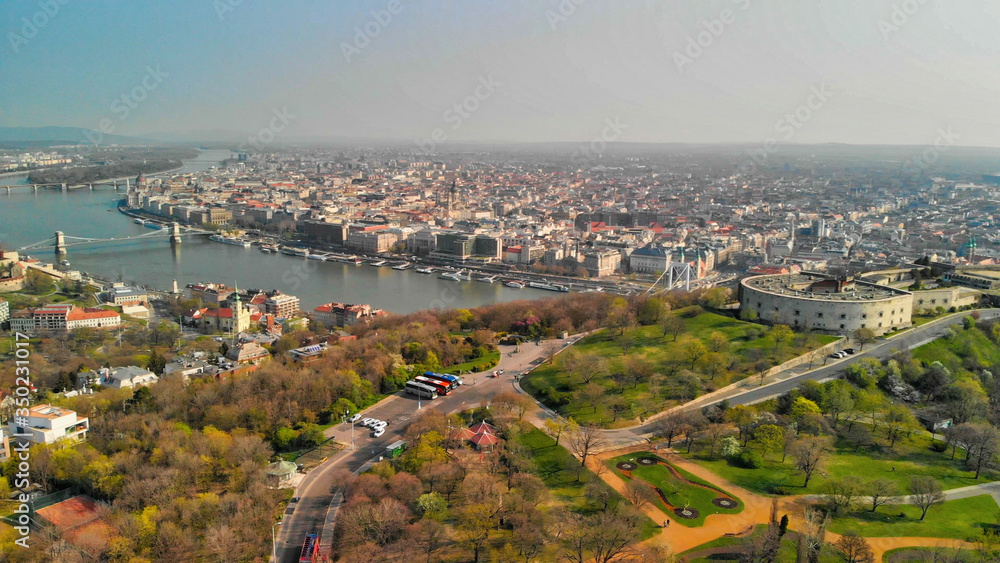 Budapest as seen from drone, Hungary