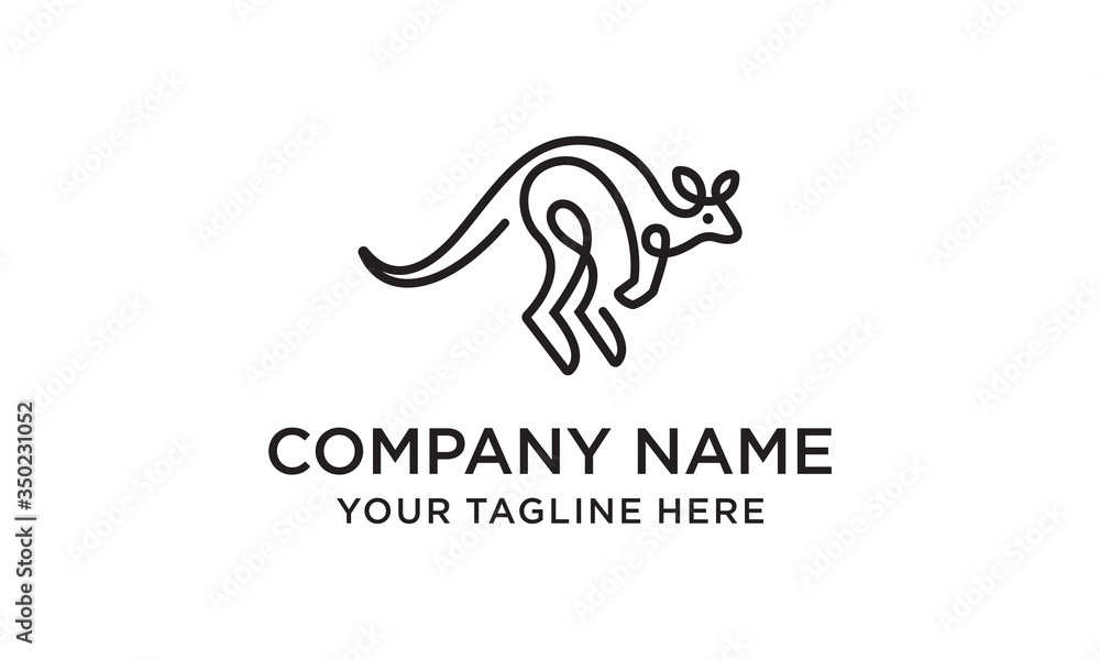 kangaroo logo vector icon illustration line outline monoline