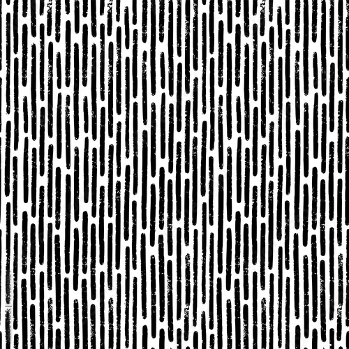 Hand-drawn black and white seamless texture with dashed strokes. Vector repeat pattern.