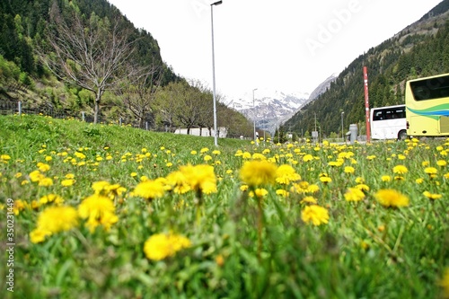 holiday trip by bus in the Alps, Switzerland, st. gotthard mountain, photo