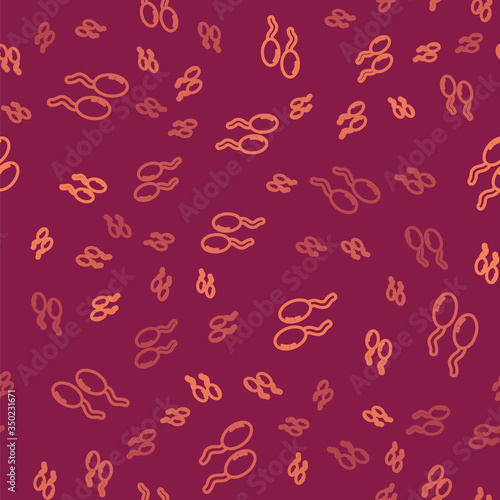 Brown line Sperm icon isolated seamless pattern on red background. Vector Illustration