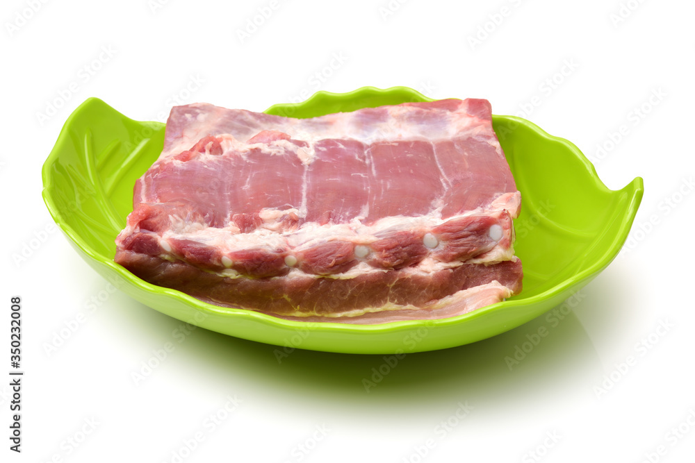 Pork belly on white background