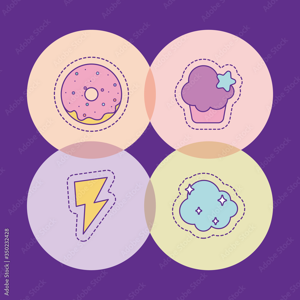 donut muffin thunder and cloud vector design donut muffin thunder and cloud vector design