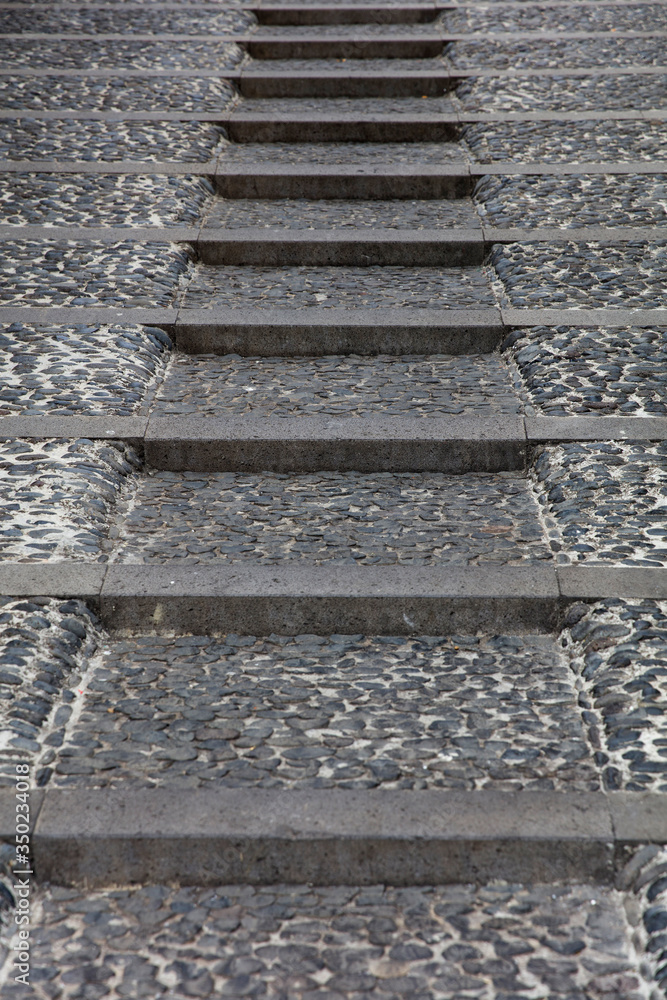 Closeup low angle shot of cobblestone stairs