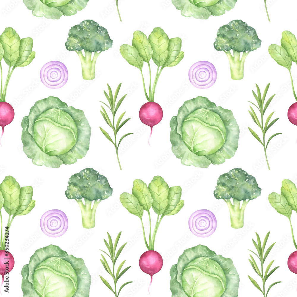 Cabbage and Radish Seamless Pattern Cabbage and Radish Seamless Pattern