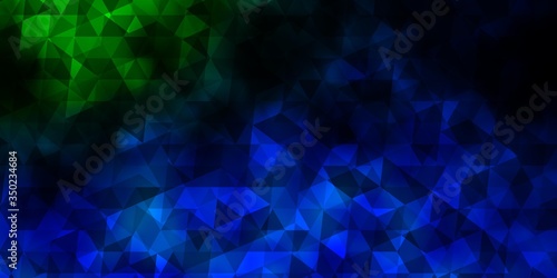 Dark Blue, Green vector template with crystals, triangles. © Guskova