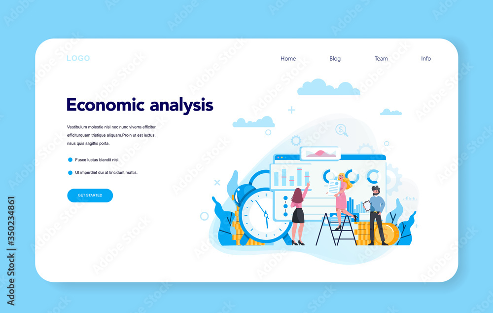 Economic analysis concept web banner or landing page set.