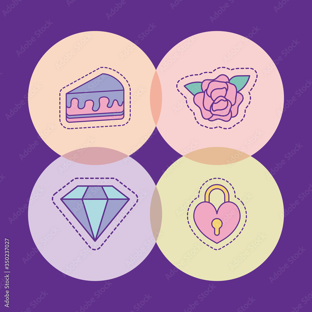 cake flower diamond and padlock vector design cake flower diamond and padlock vector design