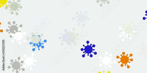 Light blue, yellow vector pattern with coronavirus elements.