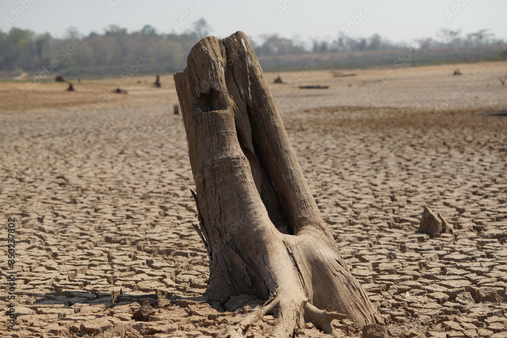 Cracked earth from arid drought weather in dam or river. , surface clay ...