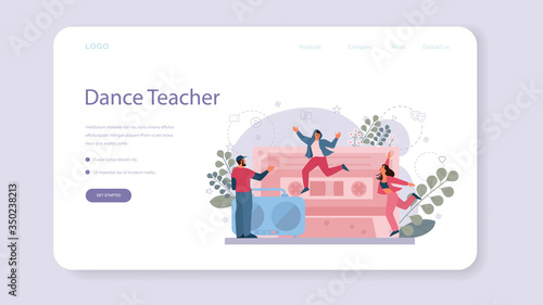 Dance teacher or choreographer in dance studio web banner