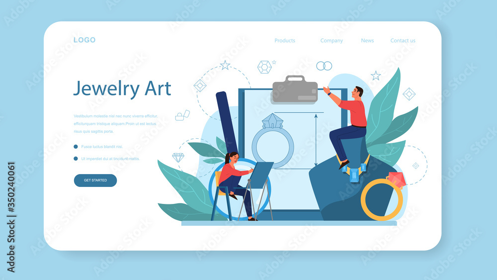 Jeweler and jewelry web banner or landing page. Idea of creative Jeweler and jewelry web banner or landing page. Idea of creative