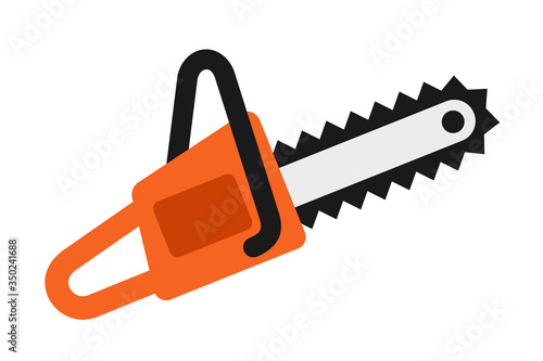 Chainsaw and mechanical saw  - machine and tool for cutting. Vector illustration isolated on white.