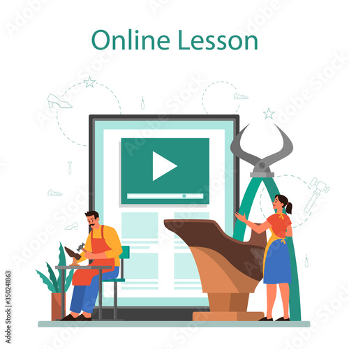 Shoemaker online service or platform. Male and female character