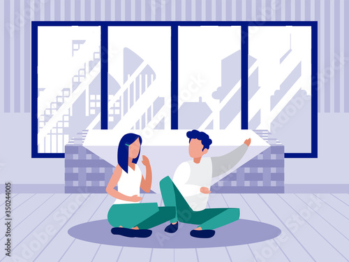 couple of people in the living room, stay at home